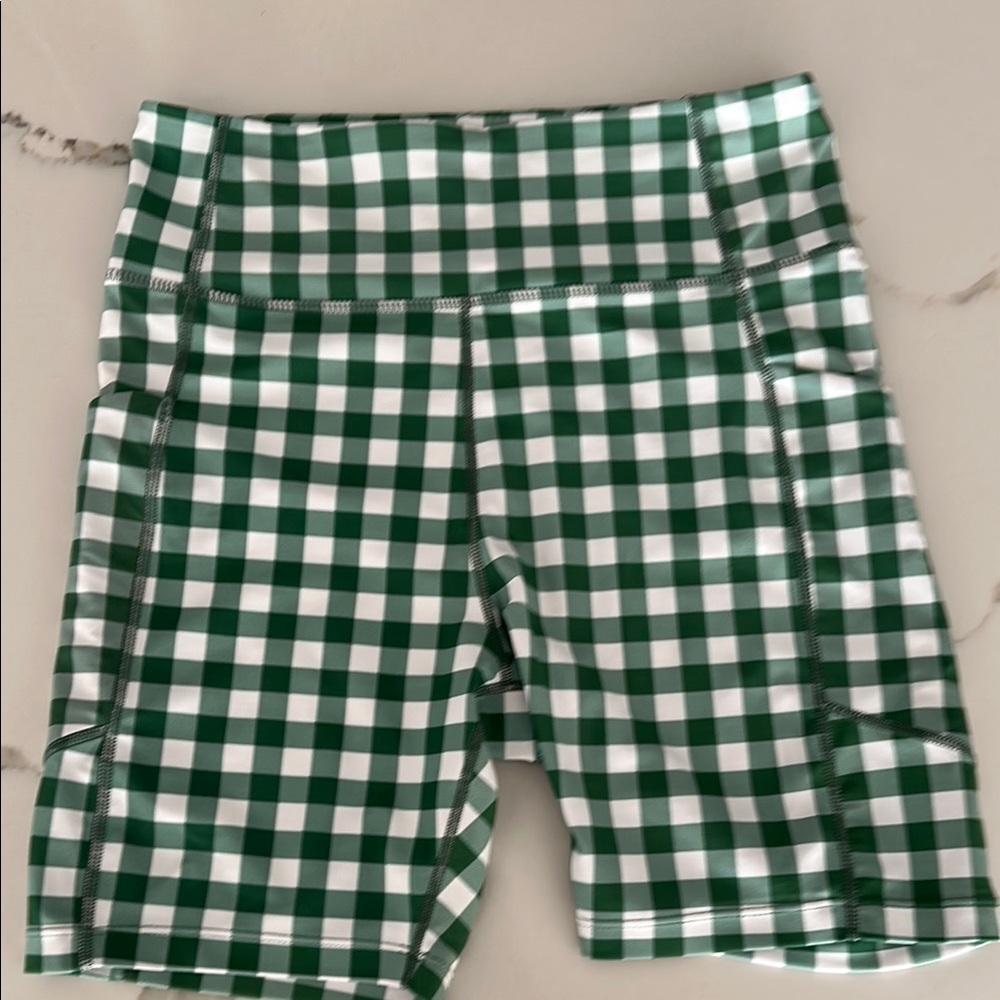 Green and White Checkered Shorts